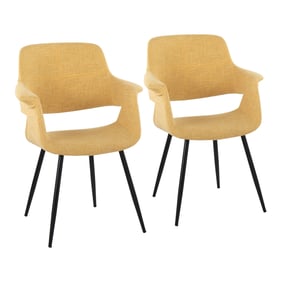 2 LumiSource Vintage Flair Black Yellow Fabric Dining Chairs