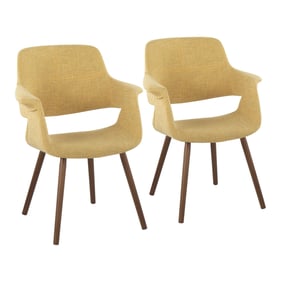 2 LumiSource Vintage Flair Walnut Yellow Fabric Dining Chairs