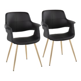 2 LumiSource Vintage Flair Gold Black PU Dining Chairs