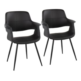 2 LumiSource Vintage Flair Black PU Dining Chairs