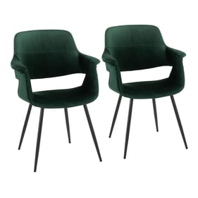 2 LumiSource Vintage Flair Black Green Velvet Dining Chairs