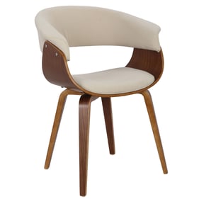 LumiSource Vintage Mod Walnut Cream Dining Chair