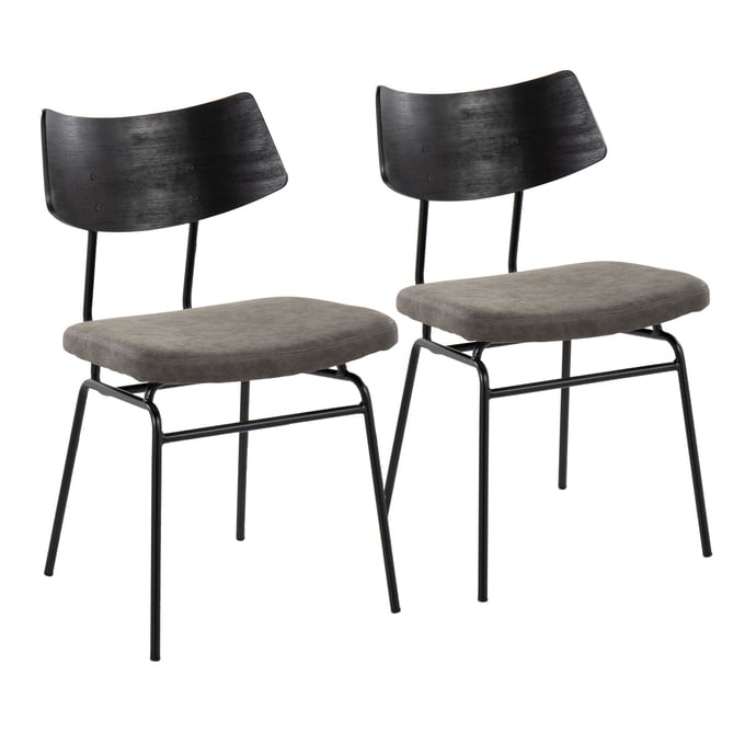 2 LumiSource Walker Dark Grey Dining Chairs LUMI-CH-WALKER-BKGY2