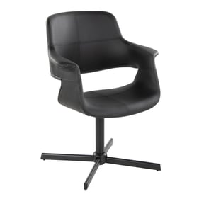 LumiSource Vintage Flair Black PU Swivel Accent Chair