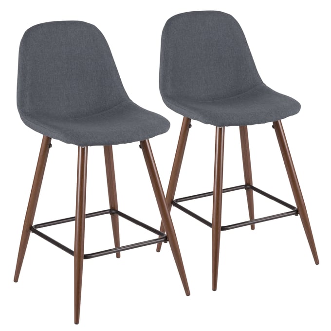 2 LumiSource Pebble Blue Counter Stools LUMI-CS-PEB-WL-BU2