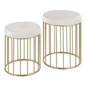 LumiSource Canary Cream Nesting Ottoman Set