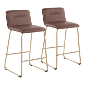 2 LumiSource Casper Gold Espresso Counter Stools