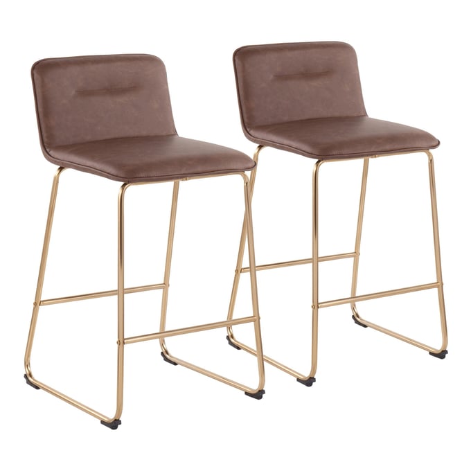 2 LumiSource Casper Gold Espresso Counter Stools LUMI-B26-CASPER2-AUE2