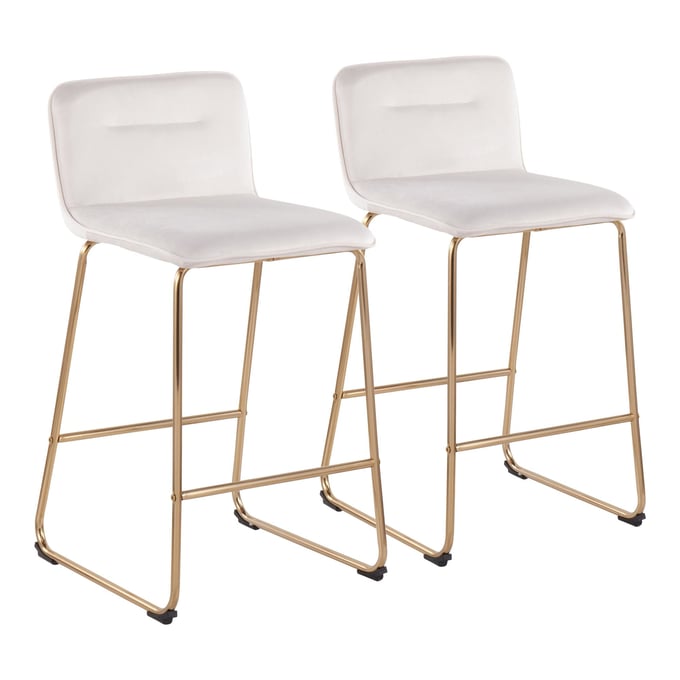 2 LumiSource Casper Gold Cream Counter Stools LUMI-B26-CASPER2-AUVCR2