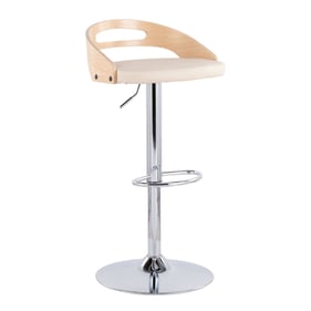 LumiSource Cassis Natural Cream Swivel Adjustable Barstool