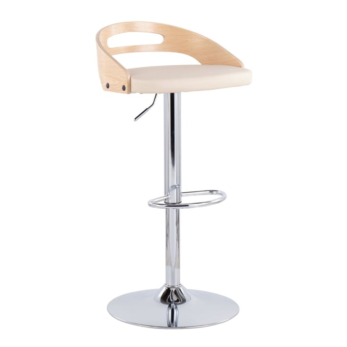 LumiSource Cassis Natural Cream Swivel Adjustable Barstool LUMI-BS-CASSIS-NACR