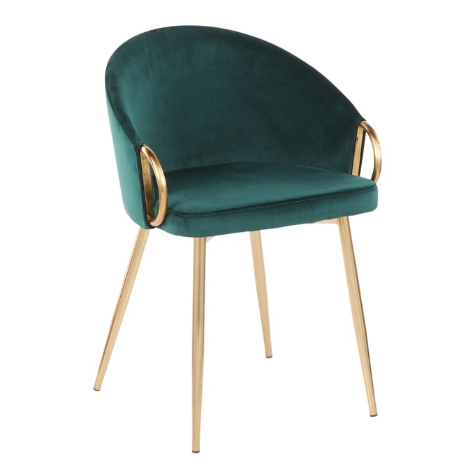 LumiSource Claire Gold Emerald Green Chair LUMI-CH-CLAIRE-AUVGN