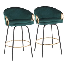 2 LumiSource Claire Emerald Green Counter Stools