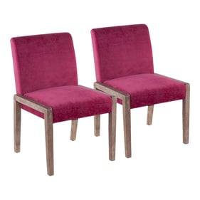 2 LumiSource Carmen Whitewashed Hot Pink Velvet Chairs