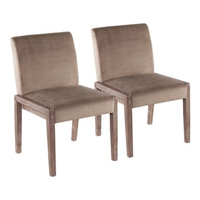 2 LumiSource Carmen Whitewashed Light Brown Velvet Chairs