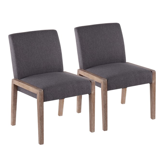 2 LumiSource Carmen Whitewashed Grey Chairs LUMI-DC-CARMEN-WWGY2