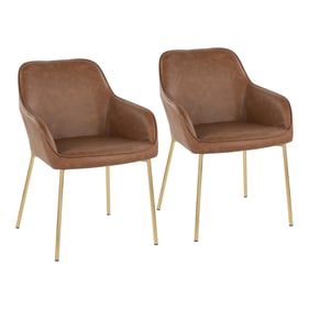 2 LumiSource Daniella Gold Camel Dining Chairs