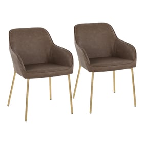 2 LumiSource Daniella Gold Espresso Dining Chairs