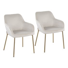 2 LumiSource Daniella Gold Cream Velvet Dining Chairs