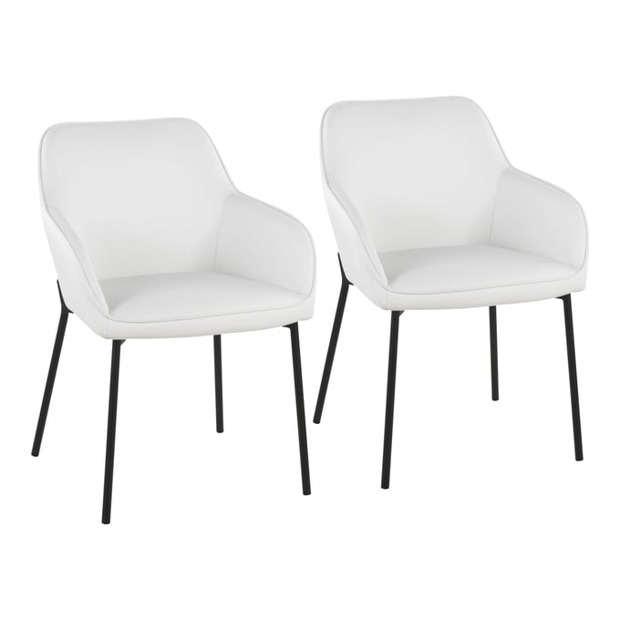 2 LumiSource Daniella Black White Dining Chairs LUMI-DC-DNLA2-BKW2