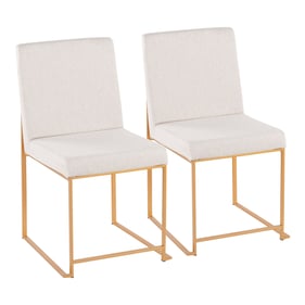 2 LumiSource Fuji Gold Beige High Back Dining Chairs