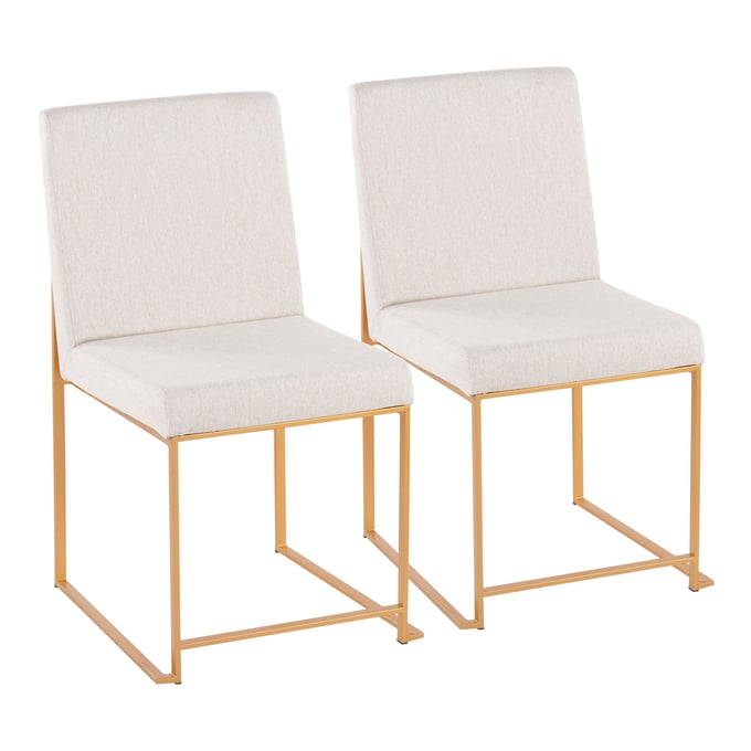 2 LumiSource Fuji Gold Beige High Back Dining Chairs LUMI-DC-HBFUJI-AUBG2