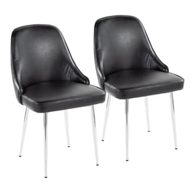 2 LumiSource Marcel Chrome Black PU Dining Chairs