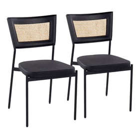 2 LumiSource Rattan Tania Black Dining Chairs