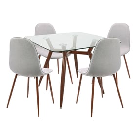 LumiSource Clara Pebble Grey 5pc Dining Set