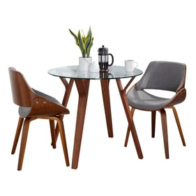 LumiSource Folia Fabrizzi Grey Round 3pc Dining Set