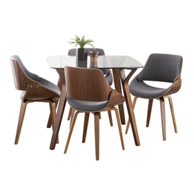 LumiSource Folia Fabrizzi Grey Square 5pc Dining Set