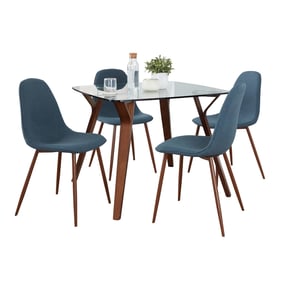 LumiSource Folia Pebble Blue Fabric 5pc Square Dining Set