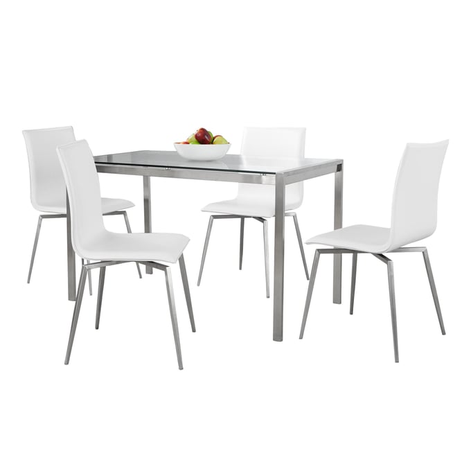 LumiSource Fuji Mason White Swivel 5pc Dining Set LUMI-DS5-FUJI47CL-4MSNUPPUSSW