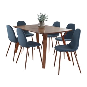 LumiSource Folia Pebble Blue Fabric 7pc Dining Set