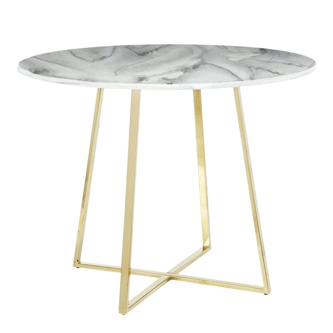 LumiSource Cosmo Gold White Dining Table LUMI-DT-COSMO2-AUWMB