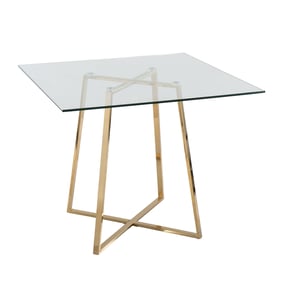 LumiSource Cosmo Gold Clear Square Dining Table