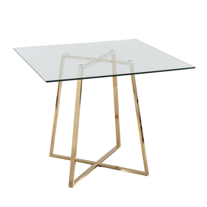 LumiSource Cosmo Gold Clear Square Dining Table LUMI-DT-COSMOSQ2-AUGL