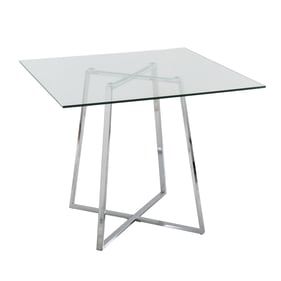 LumiSource Cosmo Chrome Clear Square Dining Table