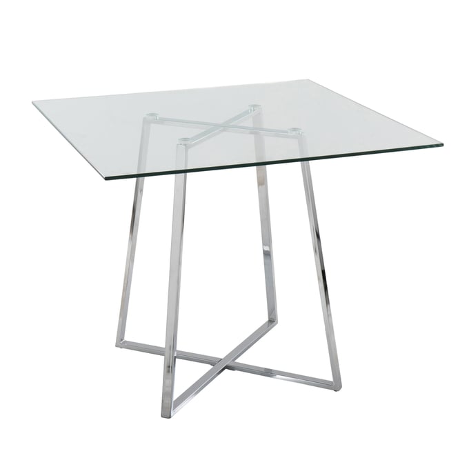 LumiSource Cosmo Chrome Clear Square Dining Table LUMI-DT-COSMOSQ2-CHRGL