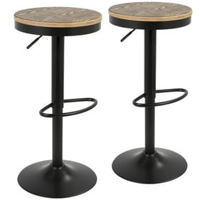 2 LumiSource Dakota Black Swivel Adjustable Barstool