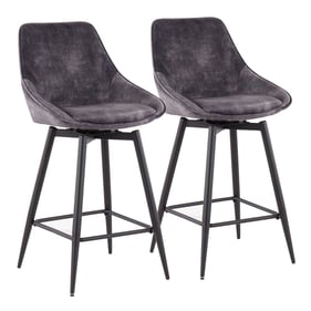 2 LumiSource Diana Grey Black Counter Stools