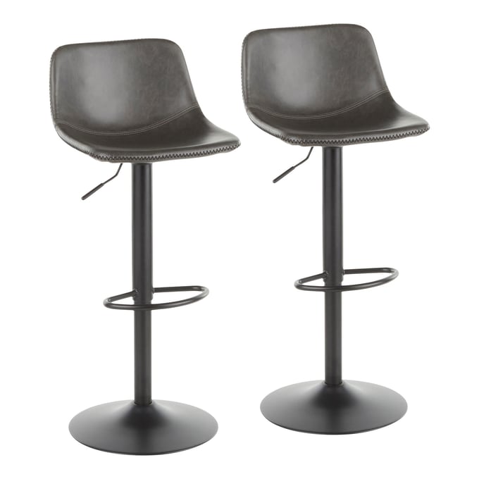 2 LumiSource Duke Grey Adjustable Barstools LUMI-BS-DUKE-BKGY2