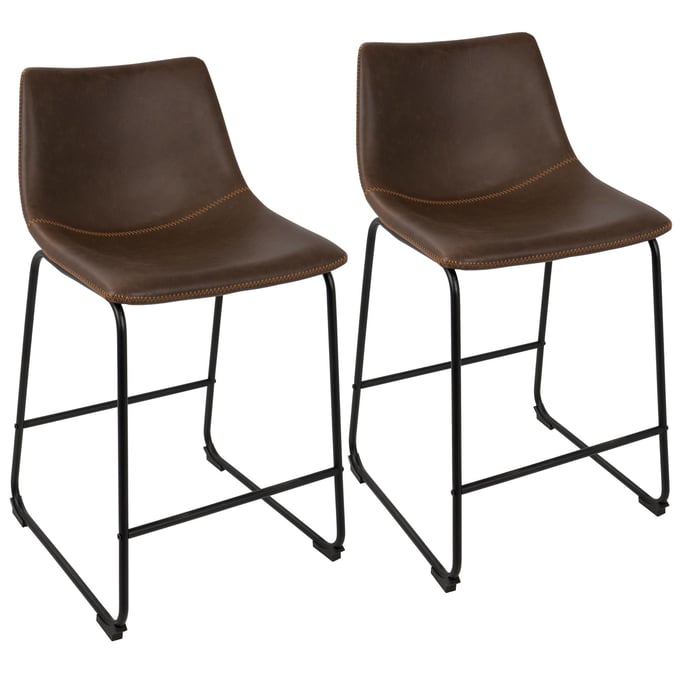 2 LumiSource Duke Espresso 26 Inch Counter Stools LUMI-B26-DUKZ-BK-E2