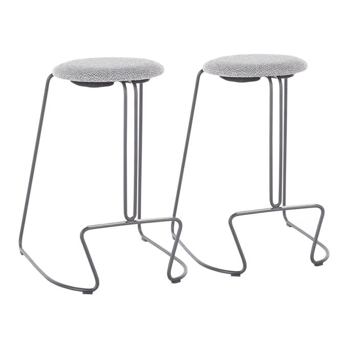 2 LumiSource Finn Grey Charcoal Counter Stools LUMI-B26-FINN-GYFCHAR2