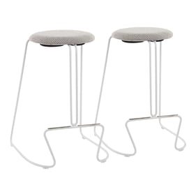 2 LumiSource Finn White Light Grey Counter Stools