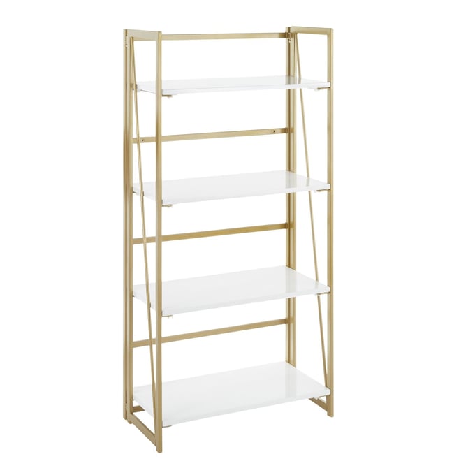 LumiSource Folia White Gold Bookcase LUMI-OBC-FOLIA-AUW