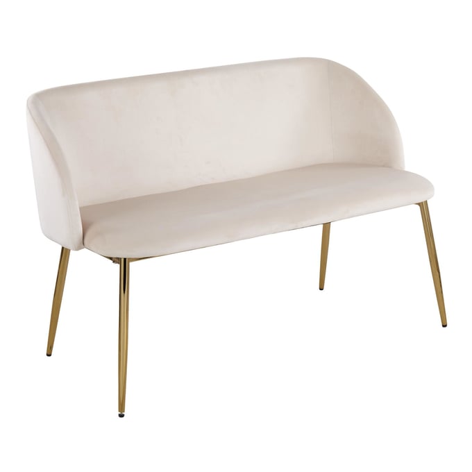 LumiSource Fran Cream Velvet Bench LUMI-BC-FRAN-AUVCR