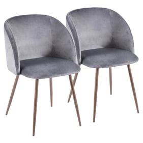 2 LumiSource Fran Walnut Grey Dining Chairs