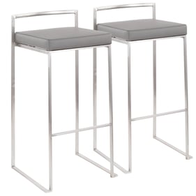 2 LumiSource Fuji Brushed Grey Stackable Barstools