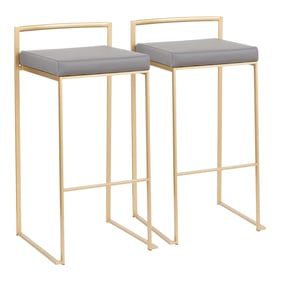 2 LumiSource Fuji Gold Grey Barstools